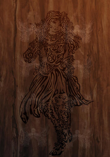Pose - Tribal - gradient : black/warm brown - Texture as background (images and filters)